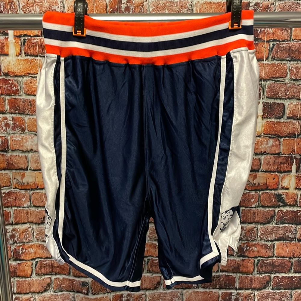 DeLong Vintage men’s satin basketball shorts 38 Long Pro Navy White Orange